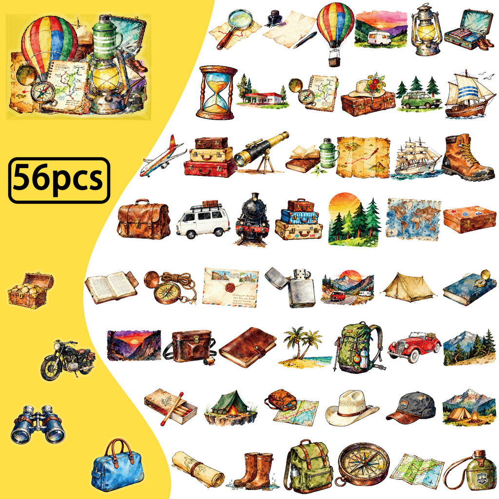 Outdoor Adventure Store - 56 pegatinas transparentes de PET estilo